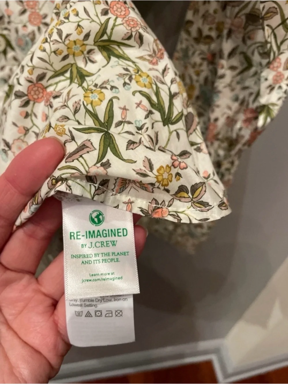 J. Crew Floral Button-Up Blouse in Cream with Multicolor Floral Print